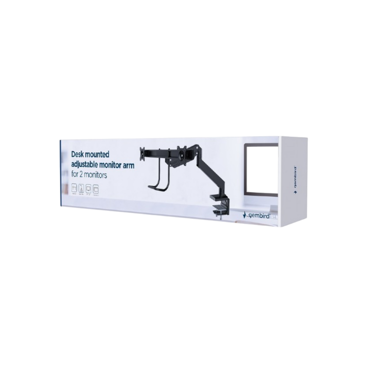 Uchwyt biurkowy na 2 monitory 17" - 32" Gembird MA-DA2-04 VESA 8kg.