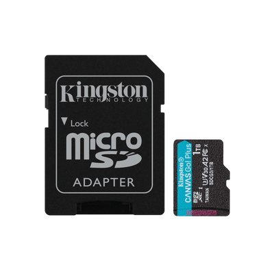 Karta pamięci microSD Kingston Canvas Go! Plus 1 TB z adapterem.