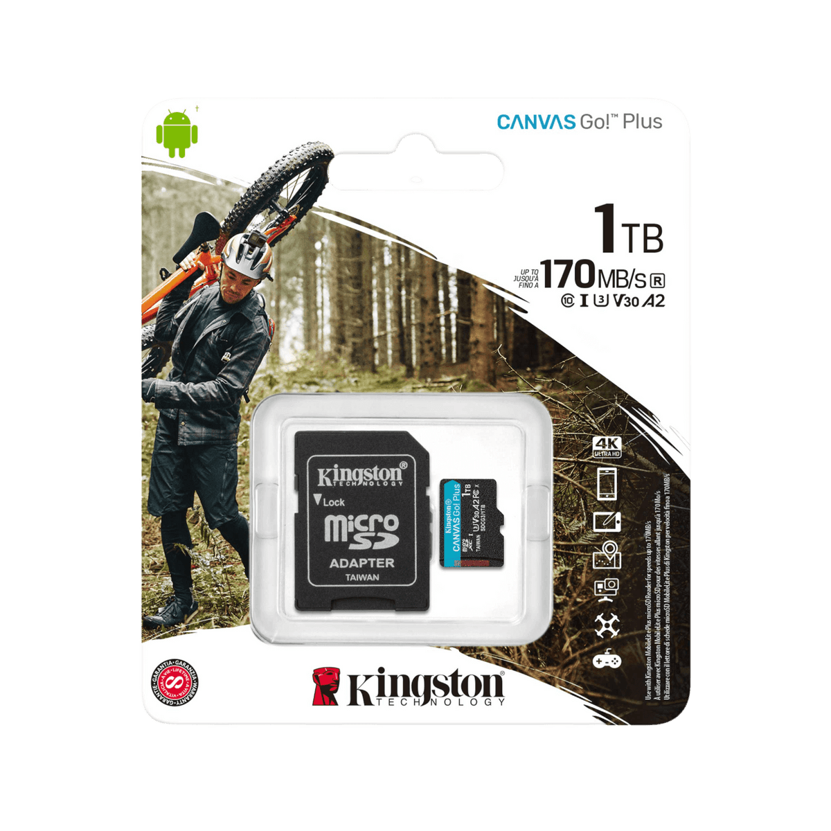 Karta pamięci microSD Kingston Canvas Go! Plus 1 TB z adapterem.