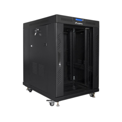 Szafa rack Lanberg 19" 15U 800x1000mm stojąca LCD V2 Drzwi szklane Czarny.