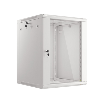 Szafa rack Lanberg 19" 15U 600x600mm wisząca V2 Drzwi szklane Szary.
