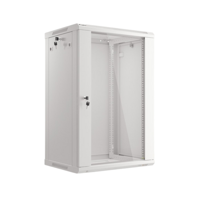 Szafa rack Lanberg 19" 18U 600x450mm wisząca V2 Drzwi szklane Szary.