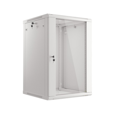 Szafa rack Lanberg 19" 18U 600x600mm wisząca V2 Drzwi szklane Szary.