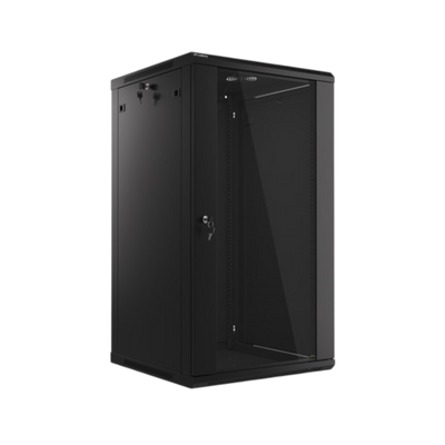 Szafa rack Lanberg 19" 22U 600x600mm wisząca V2 Drzwi szklane Czarny.