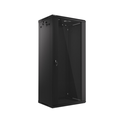 Szafa rack Lanberg 19" 27U 600x450mm wisząca V2 Drzwi szklane Czarny.