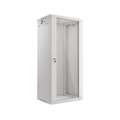 Szafa rack Lanberg 19" 27U 600x450mm wisząca V2 Drzwi szklane Szary.