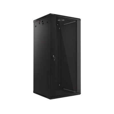 Szafa rack Lanberg 19" 27U 600x600mm wisząca V2 Drzwi szklane Czarny.