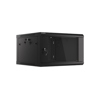 Szafa rack Lanberg 19" 6U 600x600mm wisząca V2 Drzwi szklane Czarny.