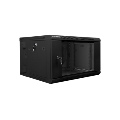 Szafa rack Lanberg 19" 6U 600x600mm wisząca dwusekcyjna Drzwi szklane Czarny.