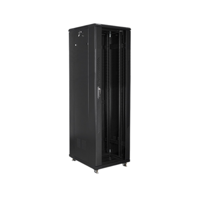 Szafa rack Lanberg 19" 42U 600x800mm stojąca Drzwi szklane Czarny.