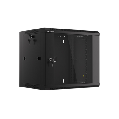 Szafa rack Lanberg 19" 9U 570x450mm wisząca Drzwi szklane Czarny.