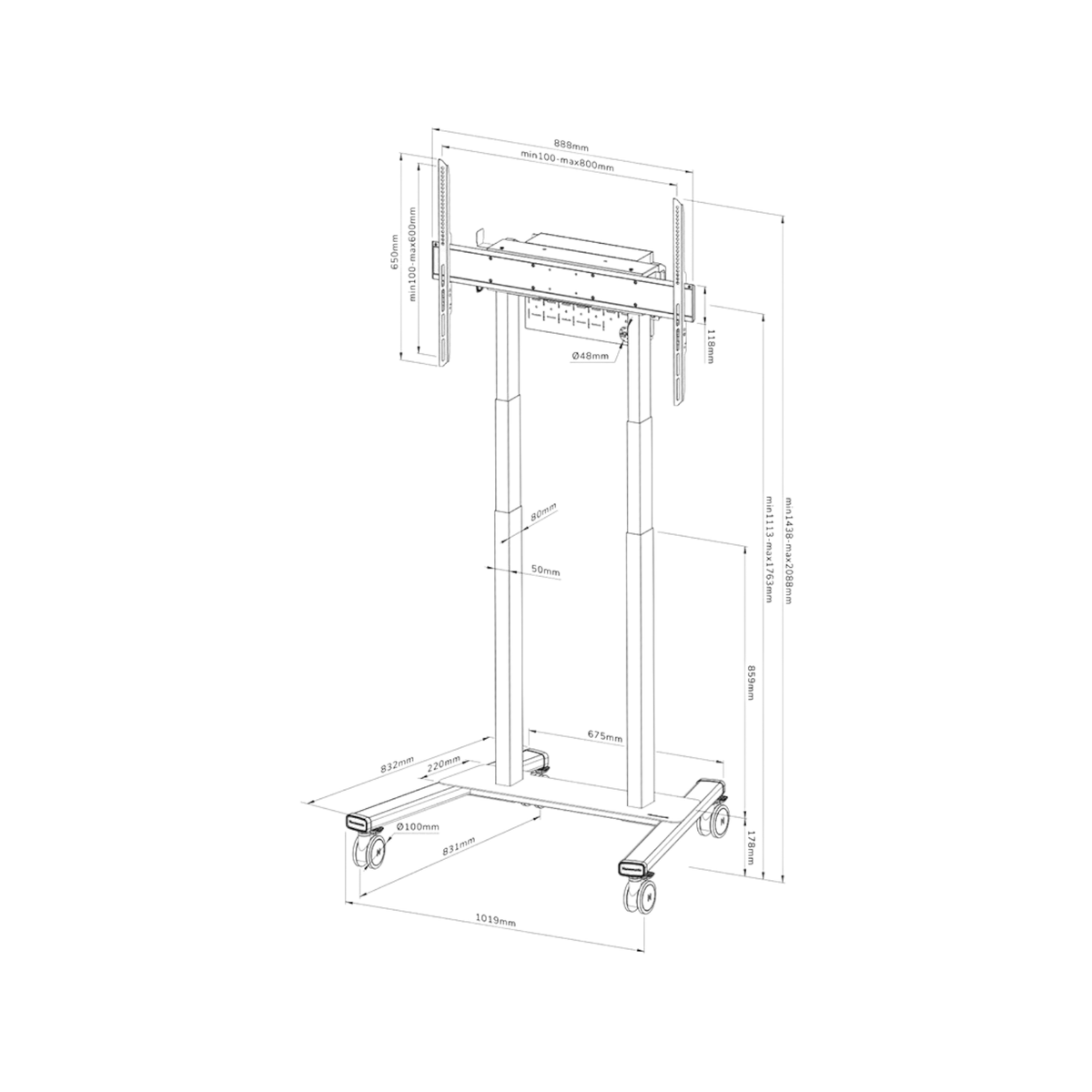 Stojak podłogowy do monitora Neomounts FL55-875BL1 55" - 100" VESA 110kg.