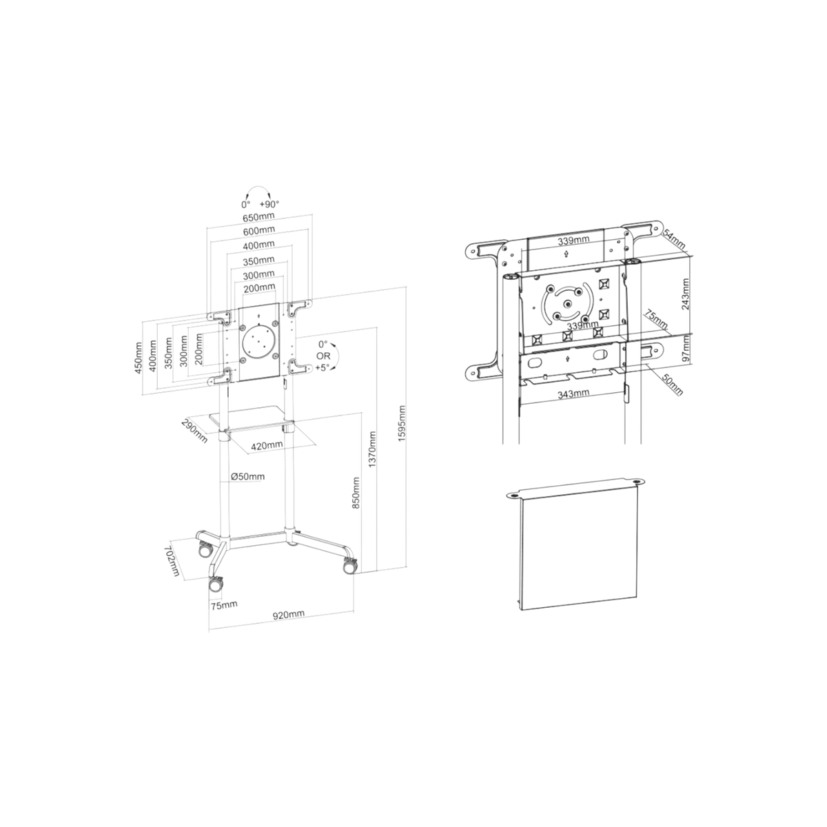 Stojak podłogowy do monitora Neomounts NS-M1250WHITE 37" - 70" VESA 70kg.