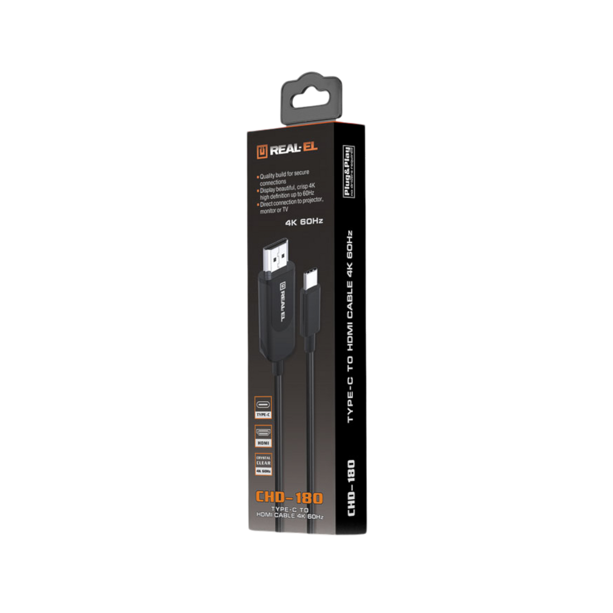 Kabel REAL-EL CHD-180 USB Typu-C na HDMI 4K 60Hz.