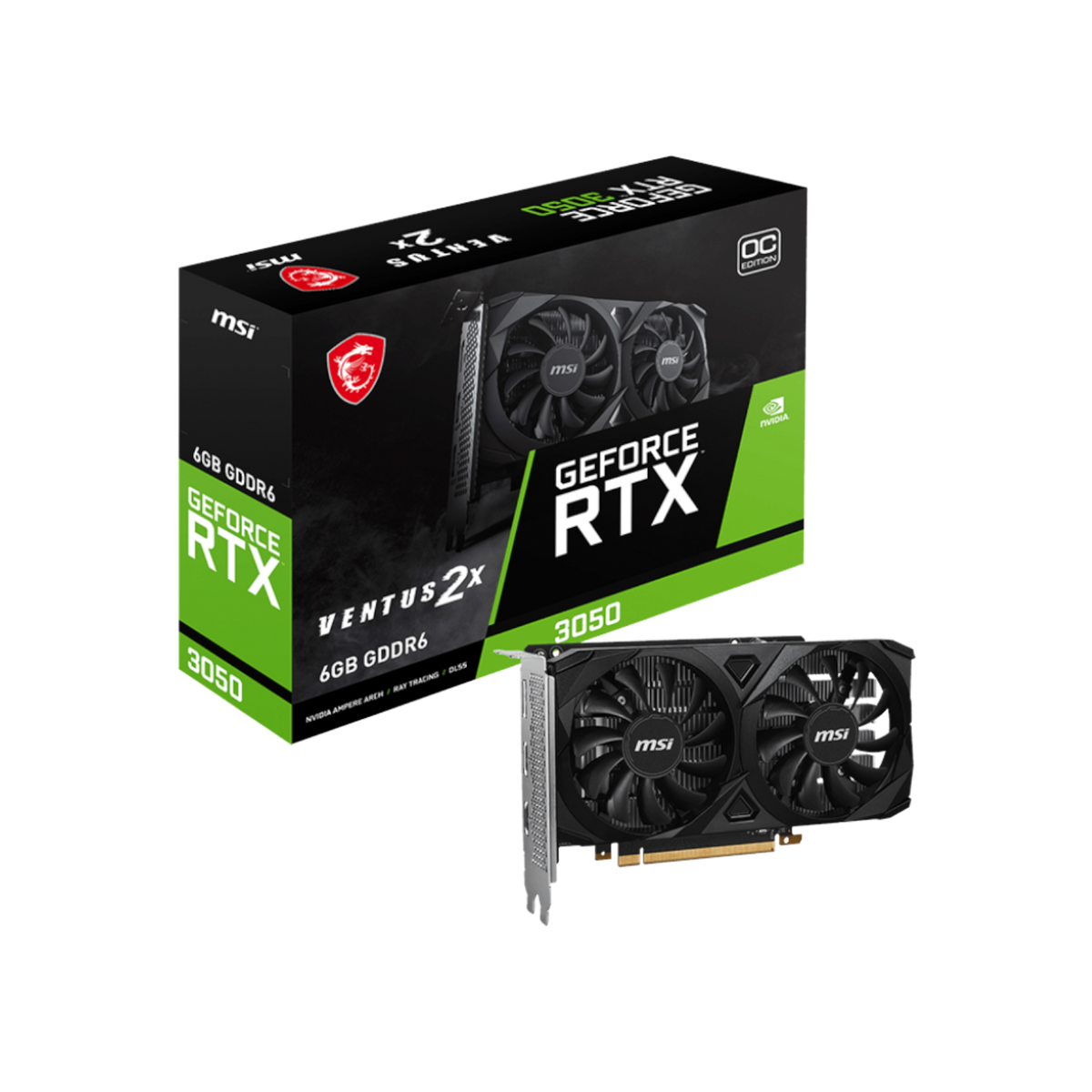 Karta graficzna MSI GeForce RTX 3050 VENTUS 2X OC 6GB GDDR6.