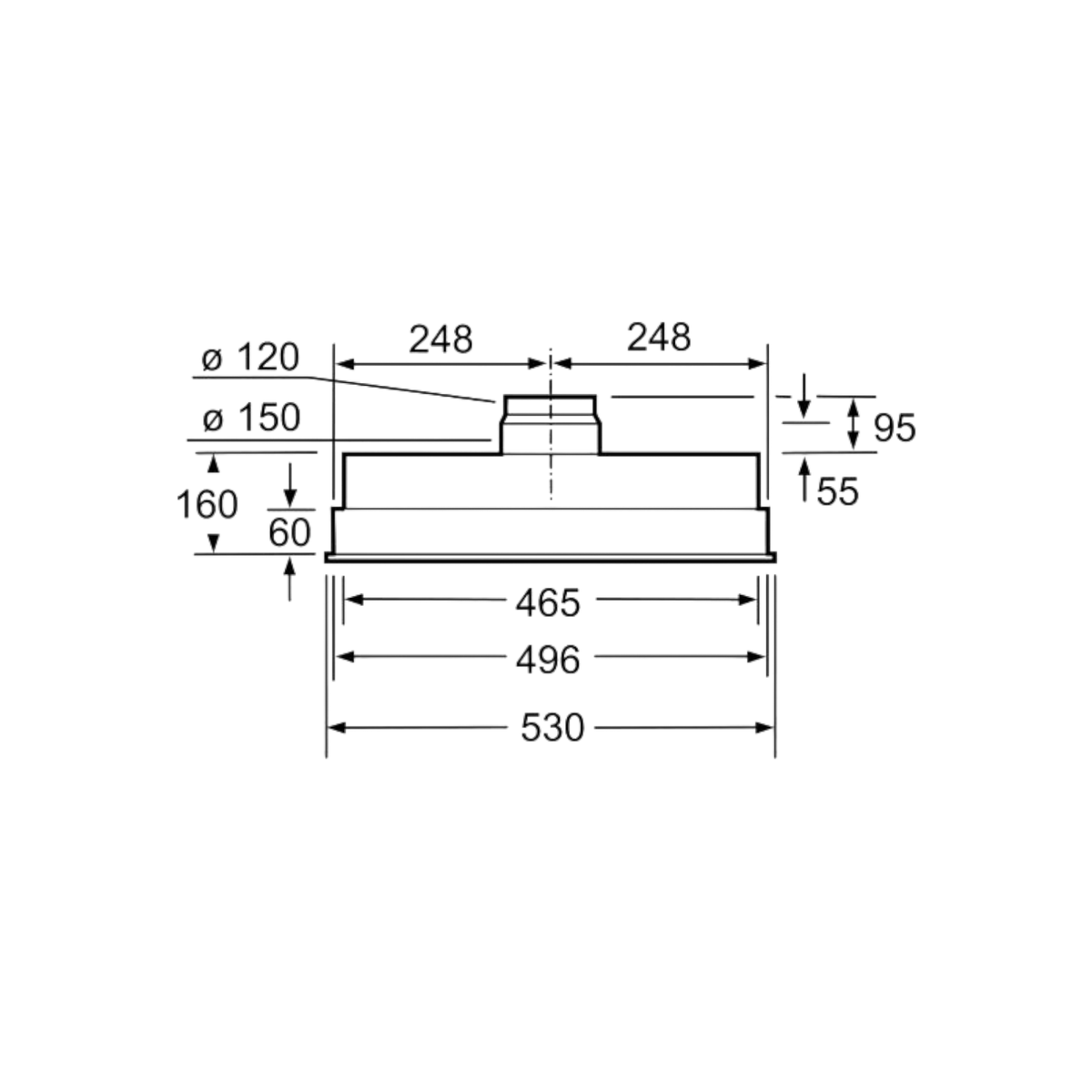 Okap do zabudowy wysepkowy Bosch DHL555BL 53cm.
