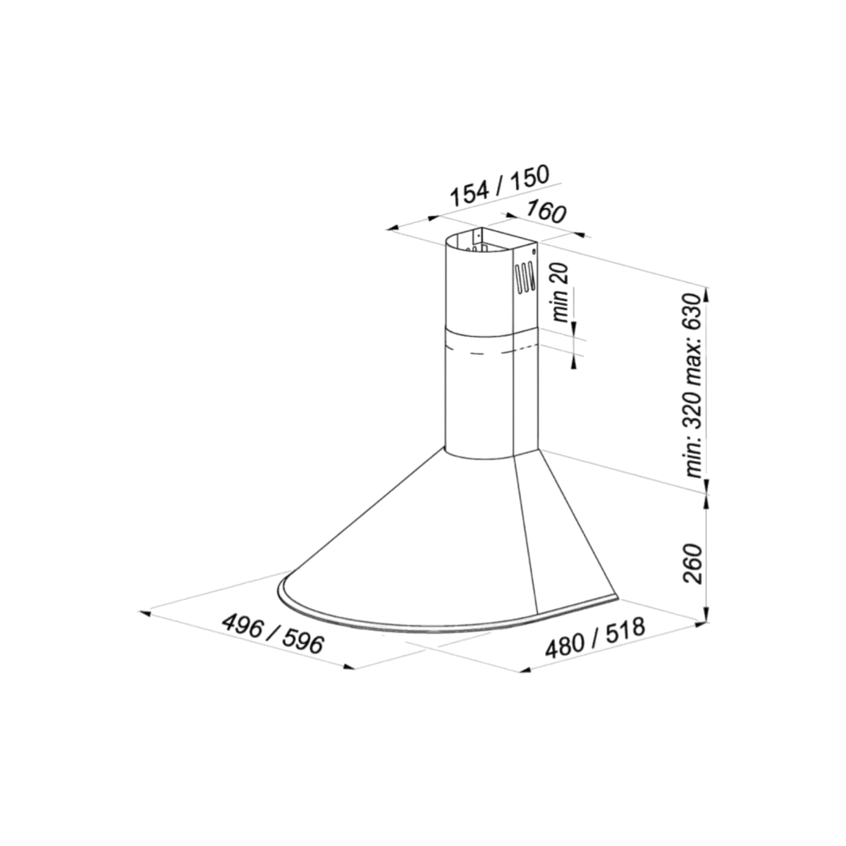 Okap kominowy MAAN Mix 3 50 50cm Biały.