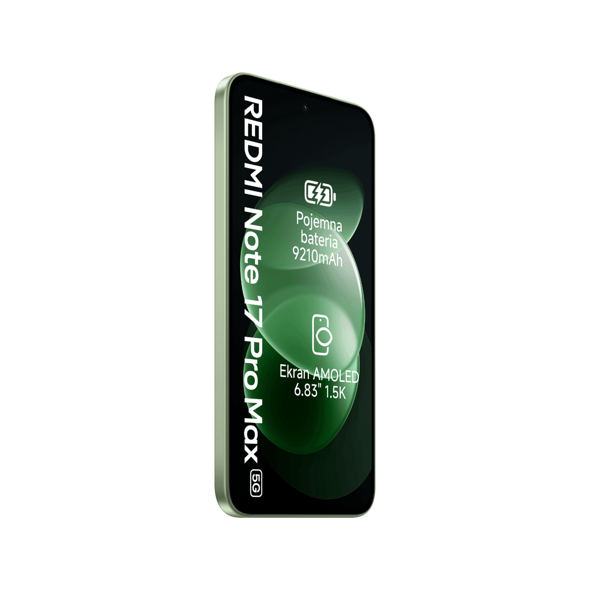 Smartfon Redmi Note 17 Pro Max 5G Zielony Przedni lewy bok