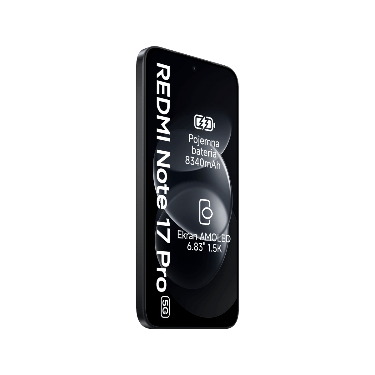 Smartfon Redmi Note 17 Pro 5G Czarny Przedni lewy bok
