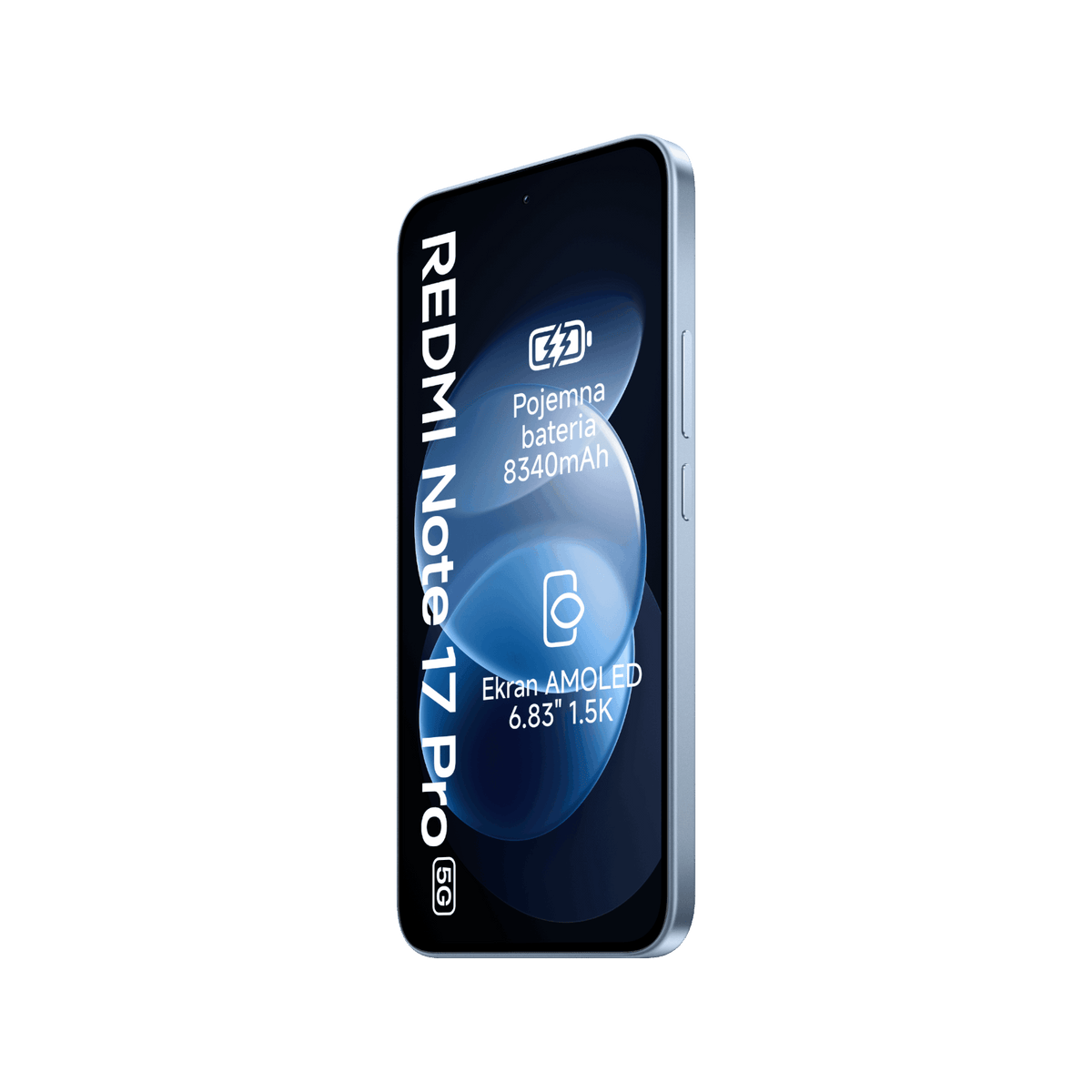 Smartfon Redmi Note 17 Pro 5G Niebieski Przedni prawy bok