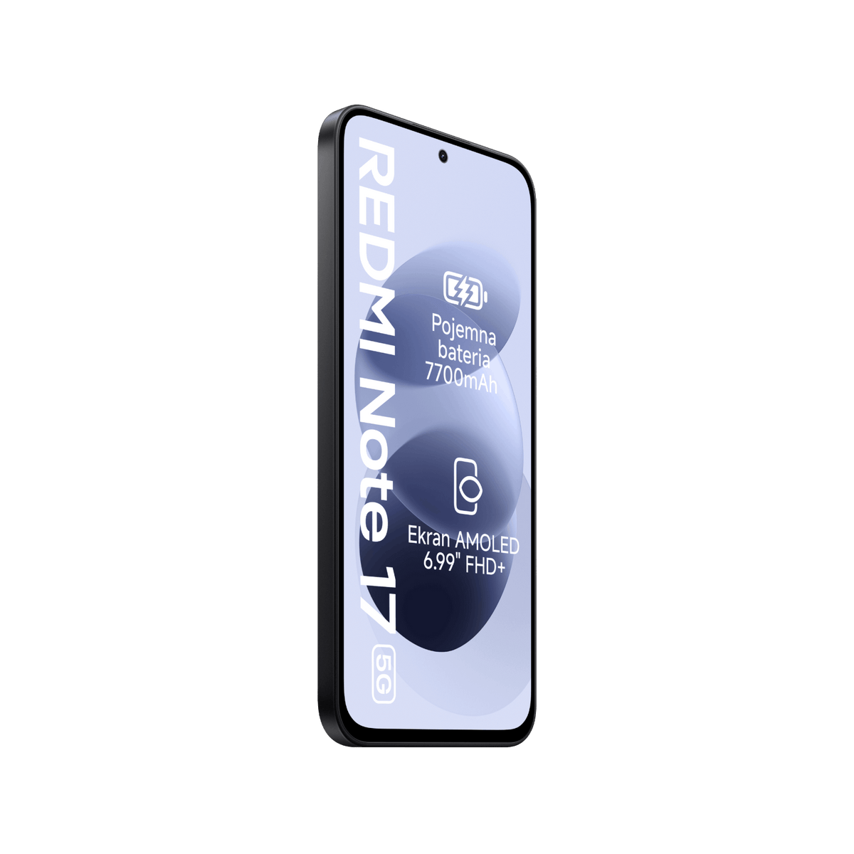 Smartfon Redmi Note 17 5G Czarny Przedni lewy bok