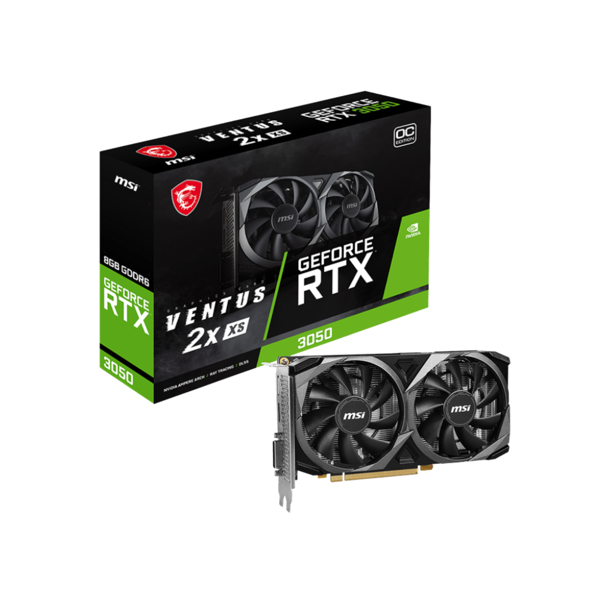 Karta graficzna MSI GeForce RTX 3050 Ventus 2X XS OC 8GB GDDR6.