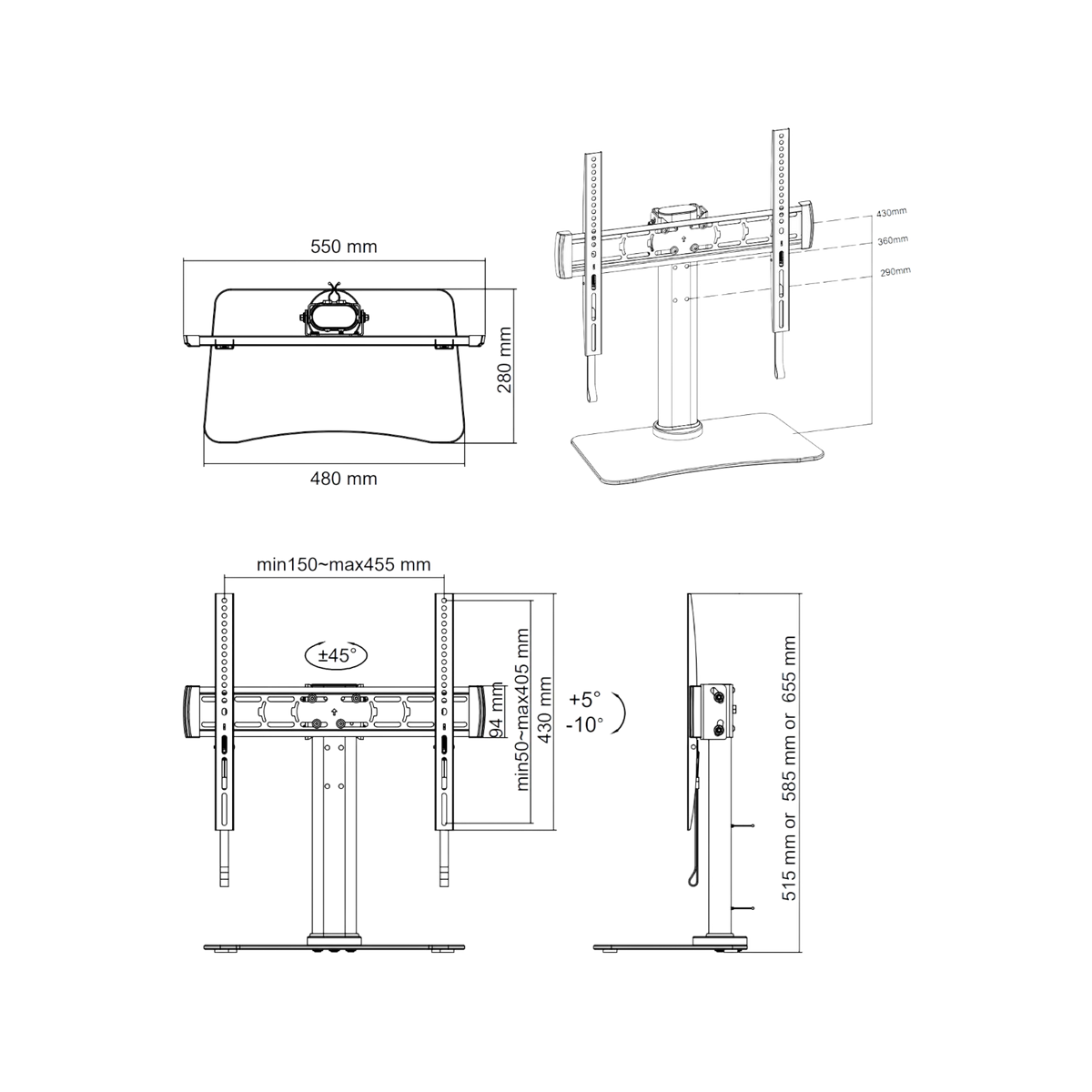 Stojak biurkowy na monitor AG Neovo LFD DTS-01 32" - 65" VESA 40kg.