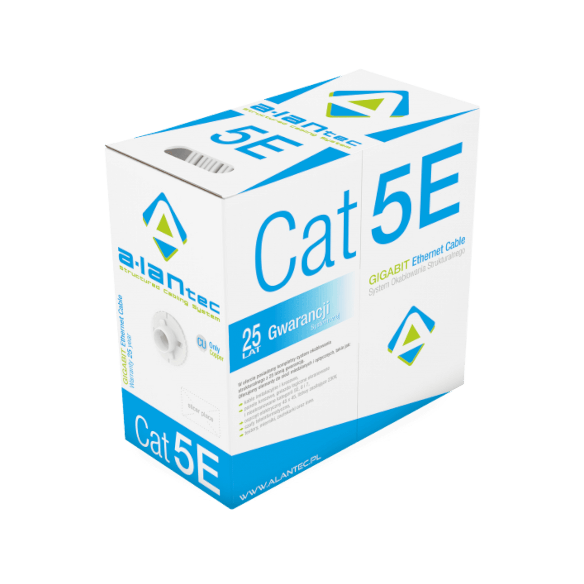 Kabel sieciowy ALANTEC U/UTP Kat.5e Eca PVC 4PR 305m Szary.