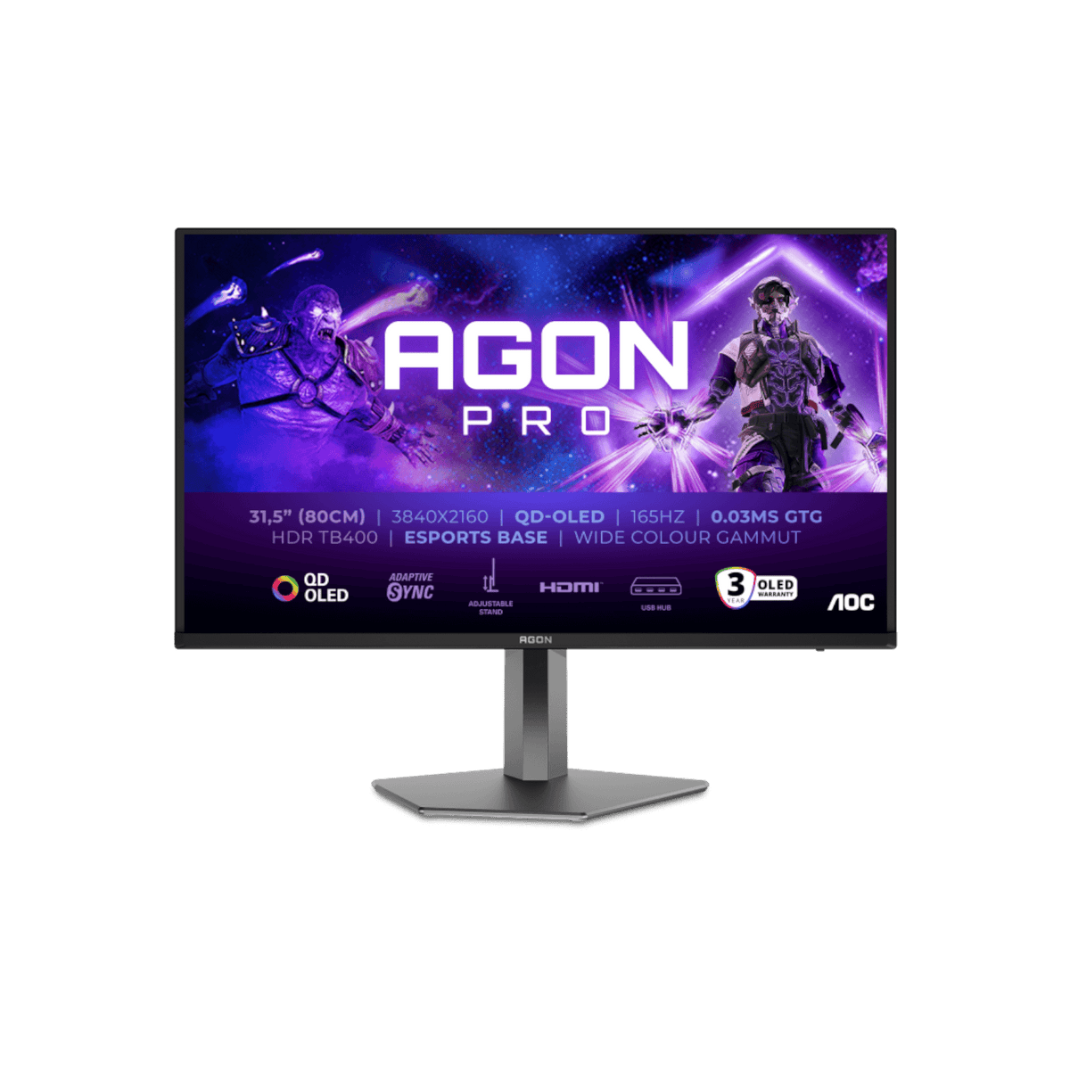 Monitor gamingowy AOC Agon Pro AG326UD 31,5" QD-OLED 4K UHD.