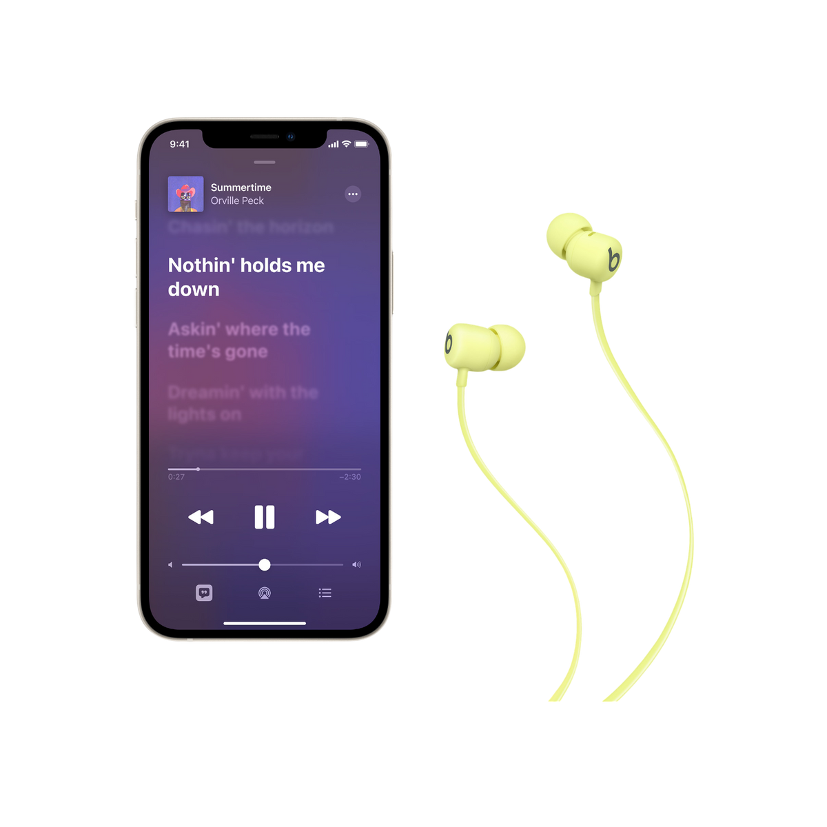 Słuchawki bezprzewodowe douszne Apple Beats Flex - Żółty Yuzu.