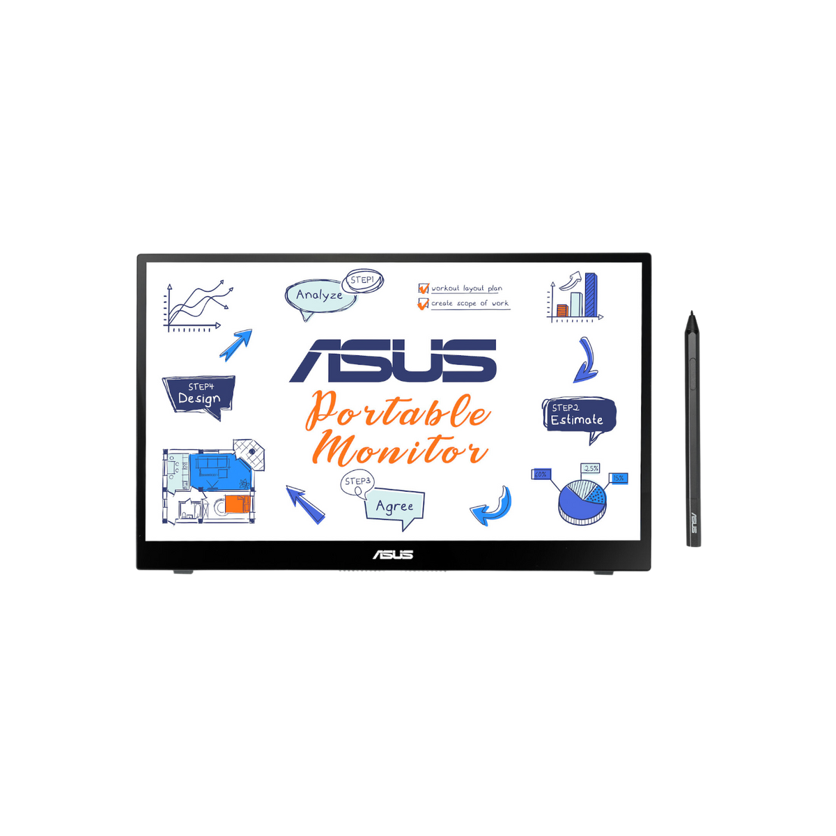 Monitor Asus ZenScreen Ink MB14AHD 14" IPS Full HD.