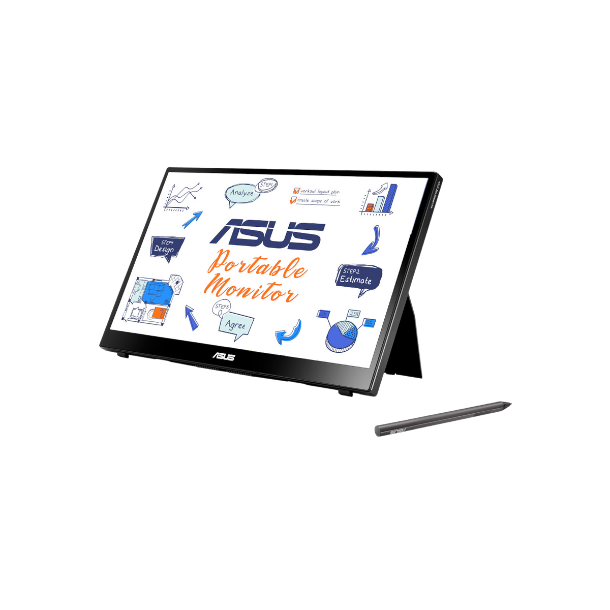 Monitor Asus ZenScreen Ink MB14AHD 14" IPS Full HD.