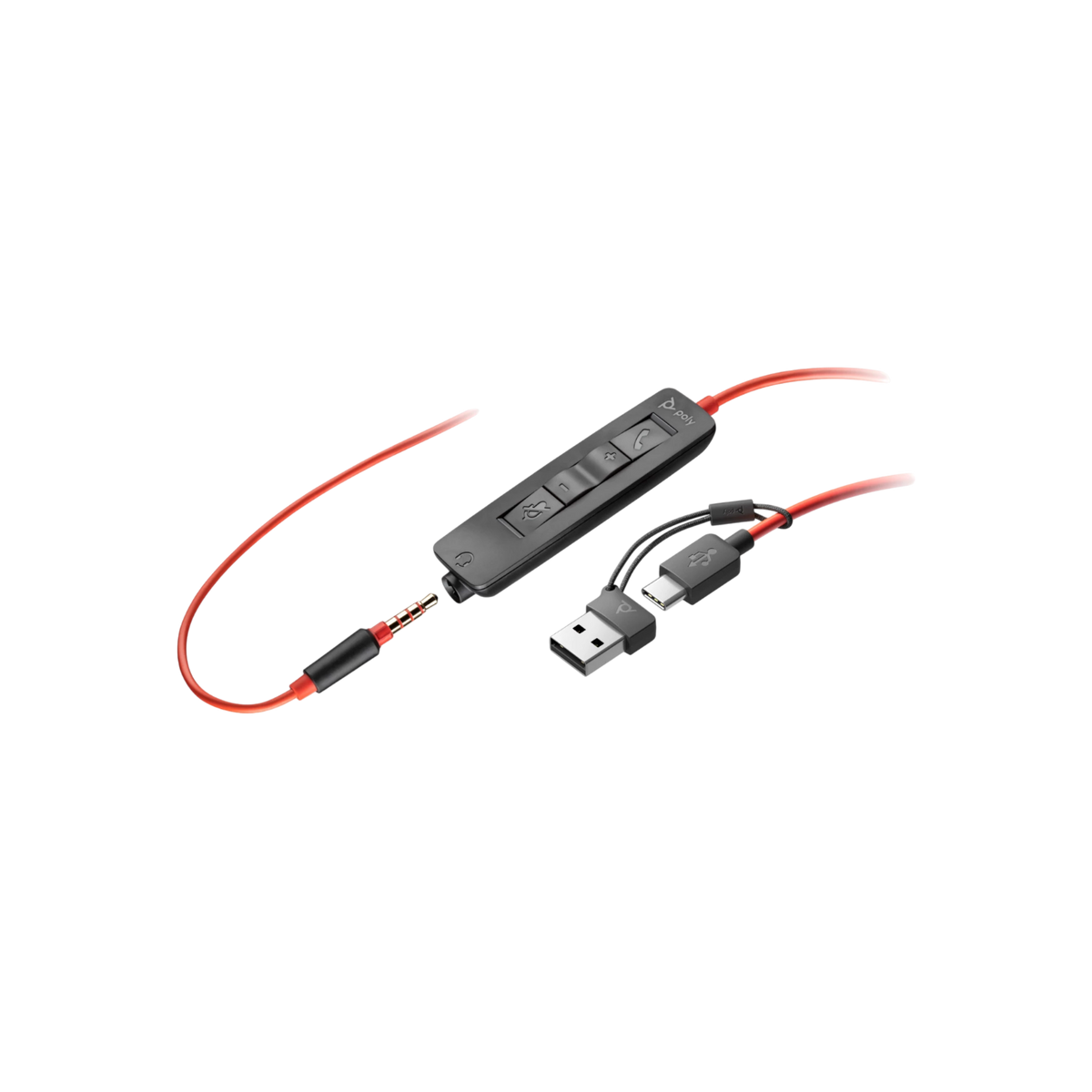 Słuchawki przewodowe nauszne Poly Blackwire 3325 ST USB-C 3.5mm adapter USB-C/A.