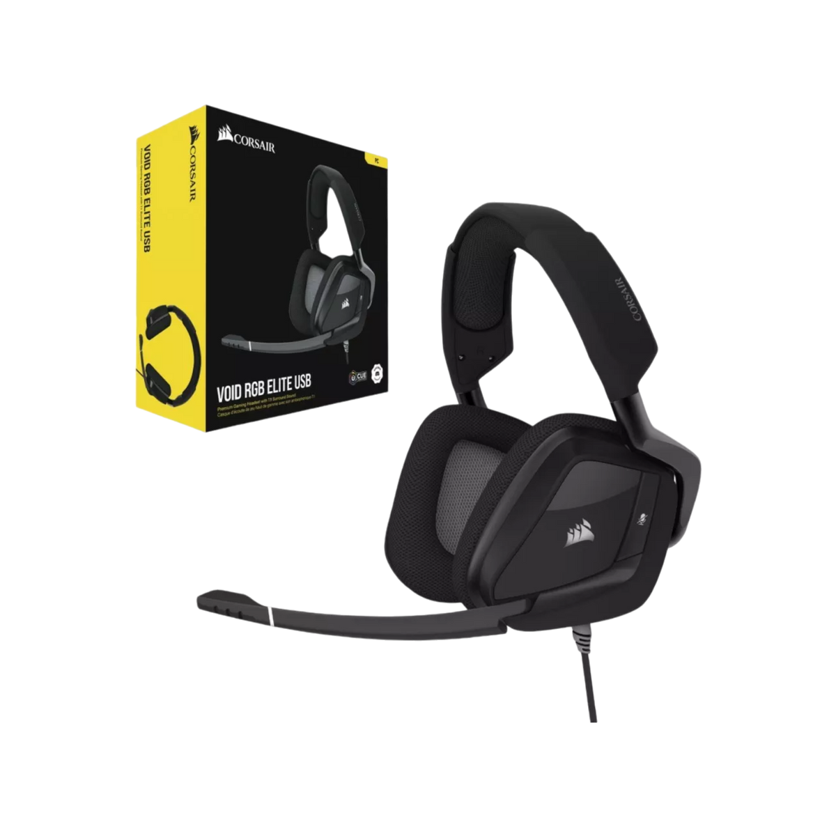 Słuchawki gamingowe przewodowe nauszne Corsair Surround 7.1 VOID RGB ELITE USB Carbon.