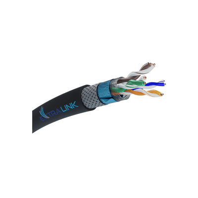 Kabel sieciowy Extralink SFTP SF/UTP V2 Kat.5e Zewnętrzny 305m Czarny.