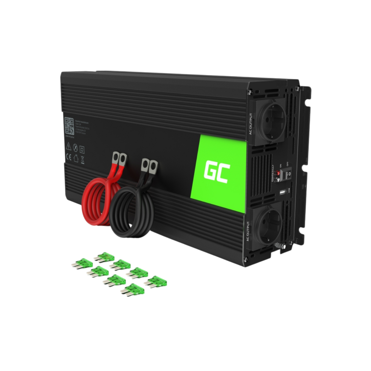 Przetwornica Green Cell INV22 12V na 230V 1500W/3000W Czysta sinusoida.