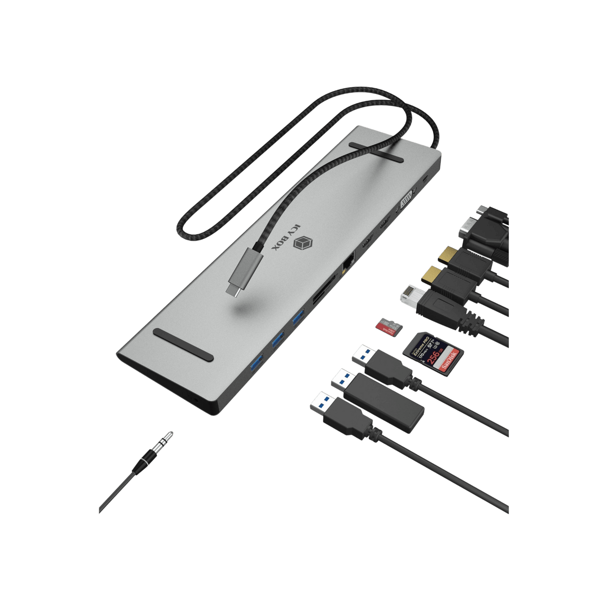 Stacja dokująca IcyBox IB-DK2106a-CPD USB-C Power Delivery 100 W.