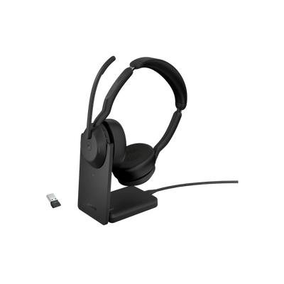 Słuchawki bezprzewodowe nauszne Jabra Evolve2 55 Link380a MS Stand.