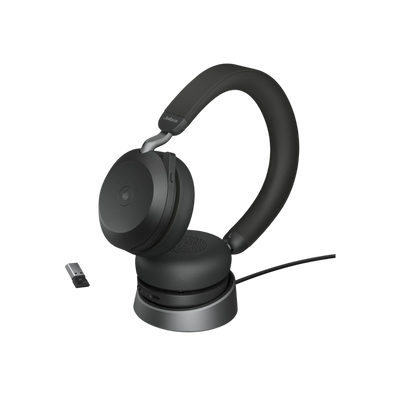 Słuchawki bezprzewodowe nauszne Jabra Evolve2 75 Link380a MS Stand.