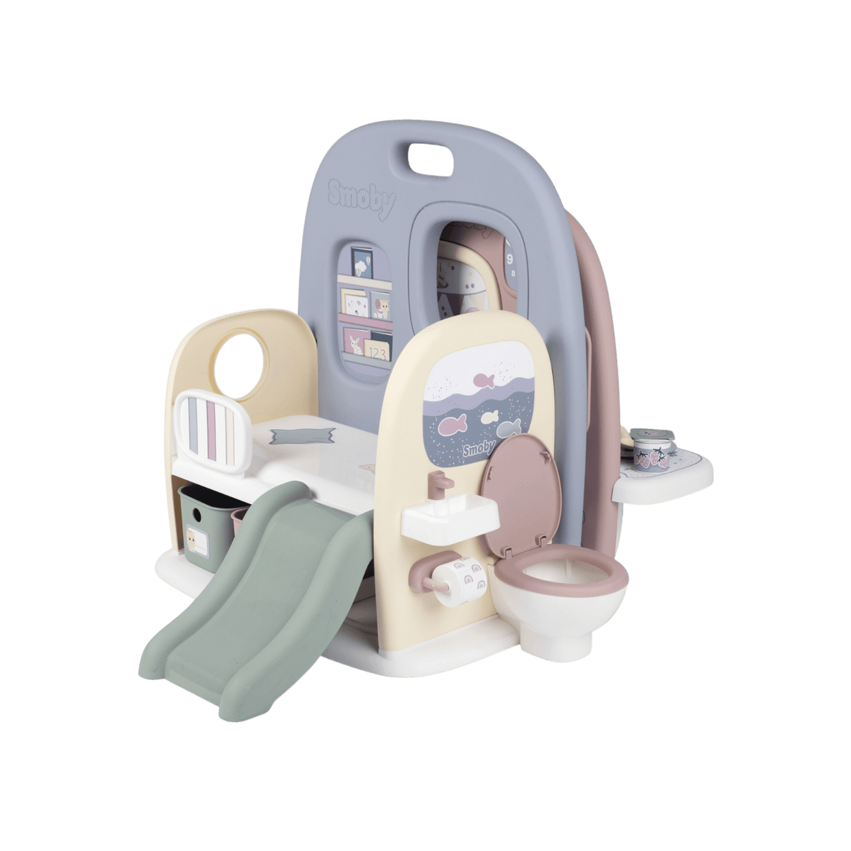 Kącik zabaw dla lalki 5w1 Smoby Baby Care 27 akcesoriów.