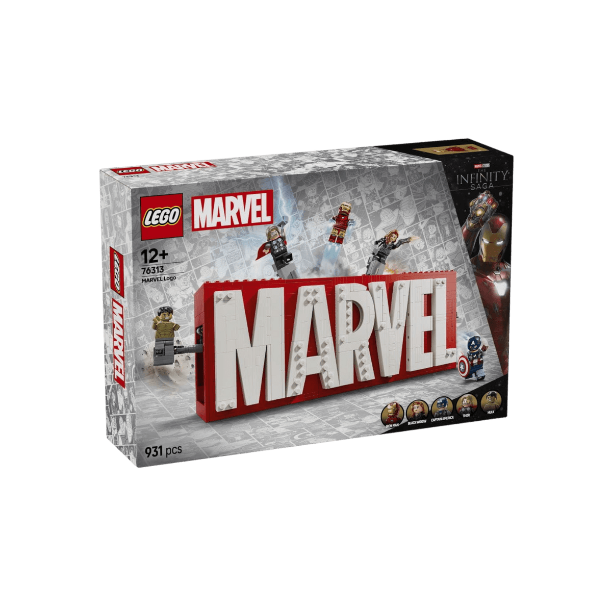 LEGO Marvel Super Heroes Logo MARVEL z minifigurkami 76313.