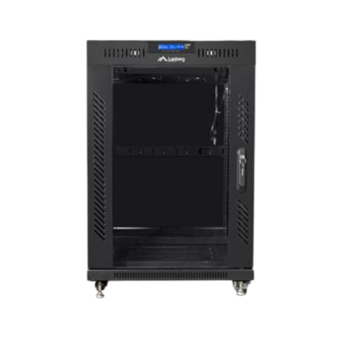Szafa rack Lanberg 19" 15U 600x800mm stojąca LCD V2 Drzwi szklane Czarny.