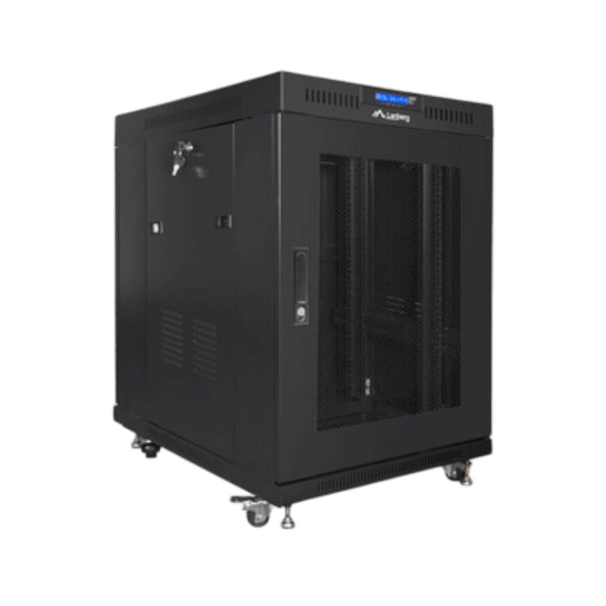 Szafa rack Lanberg 19" 15U 800x1000mm stojąca LCD V2 Drzwi perforowane Czarny.