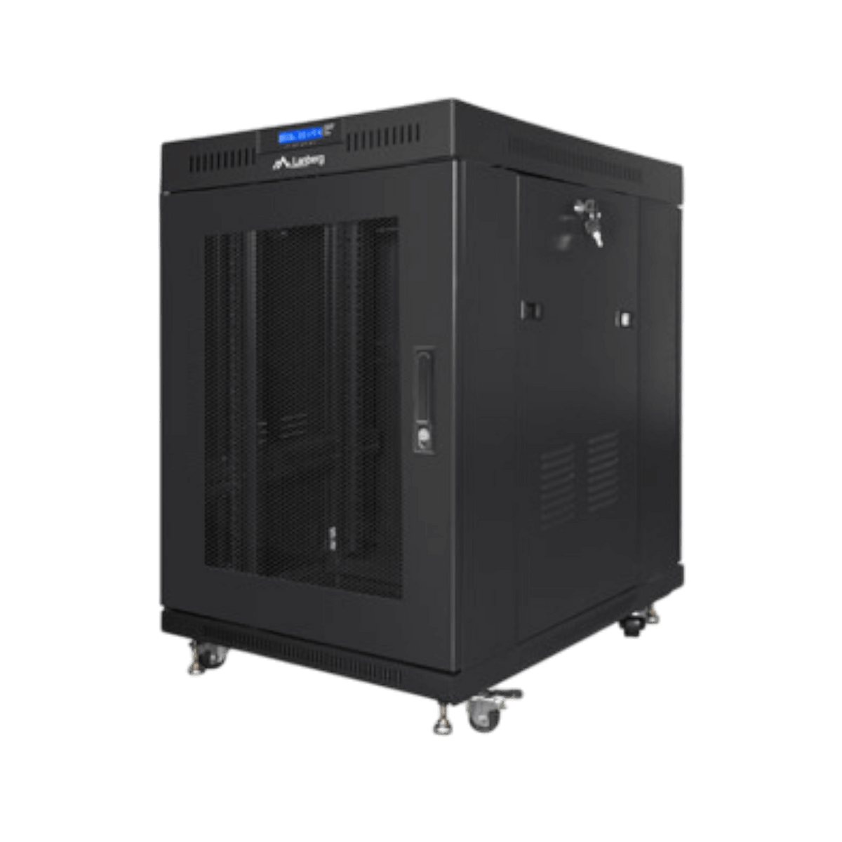 Szafa rack Lanberg 19" 15U 800x1000mm stojąca LCD V2 Drzwi perforowane Czarny.