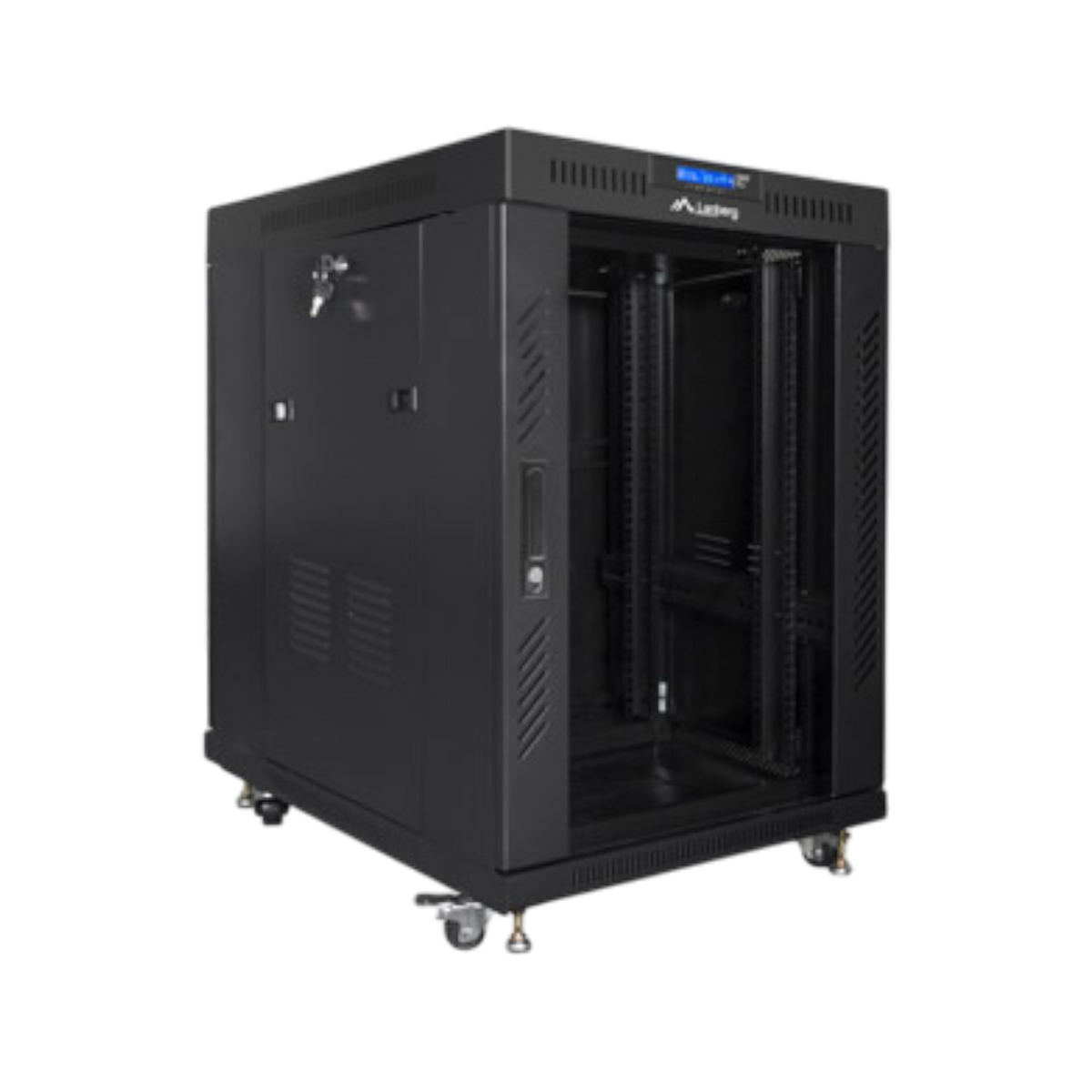 Szafa rack Lanberg 19" 15U 800x1000mm stojąca LCD V2 Drzwi szklane Czarny.