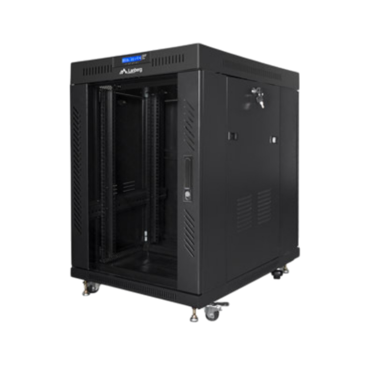 Szafa rack Lanberg 19" 15U 800x1000mm stojąca LCD V2 Drzwi szklane Czarny.