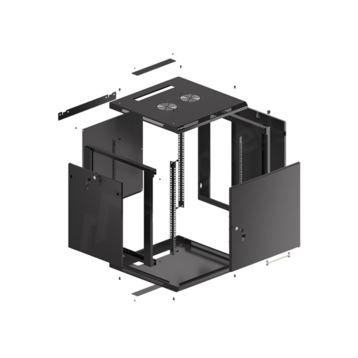 Szafa rack Lanberg 19" 12U 600x600mm wisząca Drzwi metalowe Czarny.