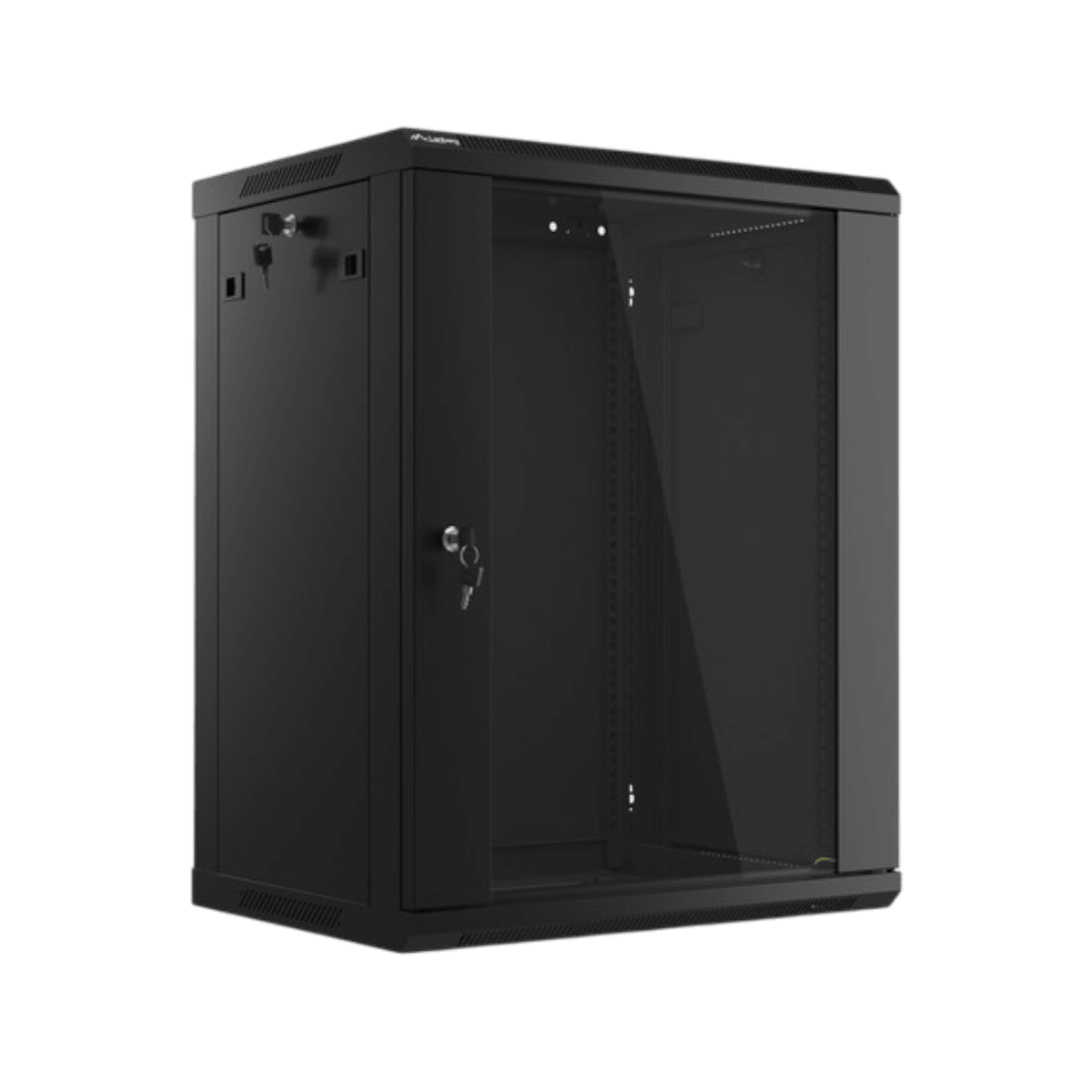 Szafa rack Lanberg 19" 15U 600x450mm wisząca V2 Drzwi szklane Czarny.