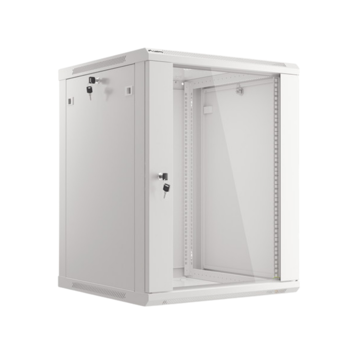 Szafa rack Lanberg 19" 15U 600x600mm wisząca V2 Drzwi szklane Szary.