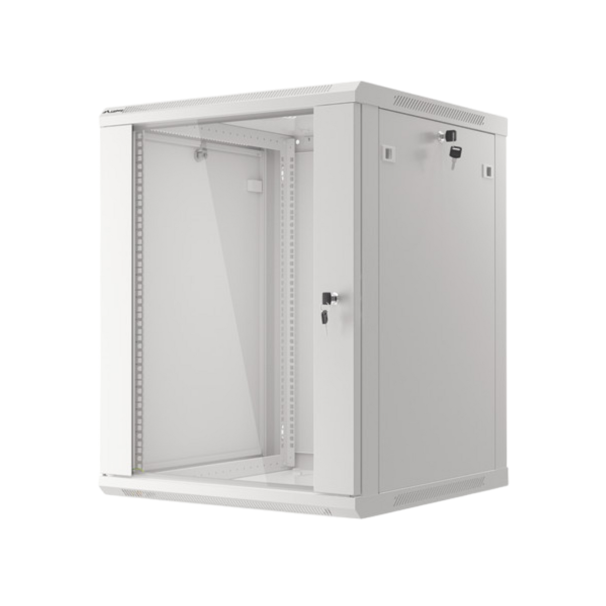Szafa rack Lanberg 19" 15U 600x600mm wisząca V2 Drzwi szklane Szary.
